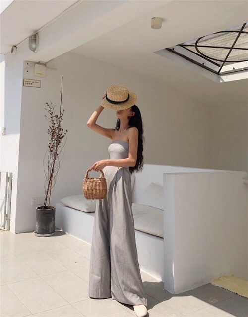 (j1) jumpsuit ulzzang ống rộng sang chảnh size s m