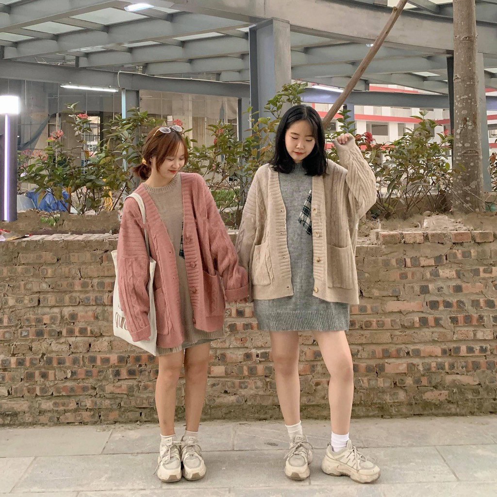 Áo cardigan len thừng V