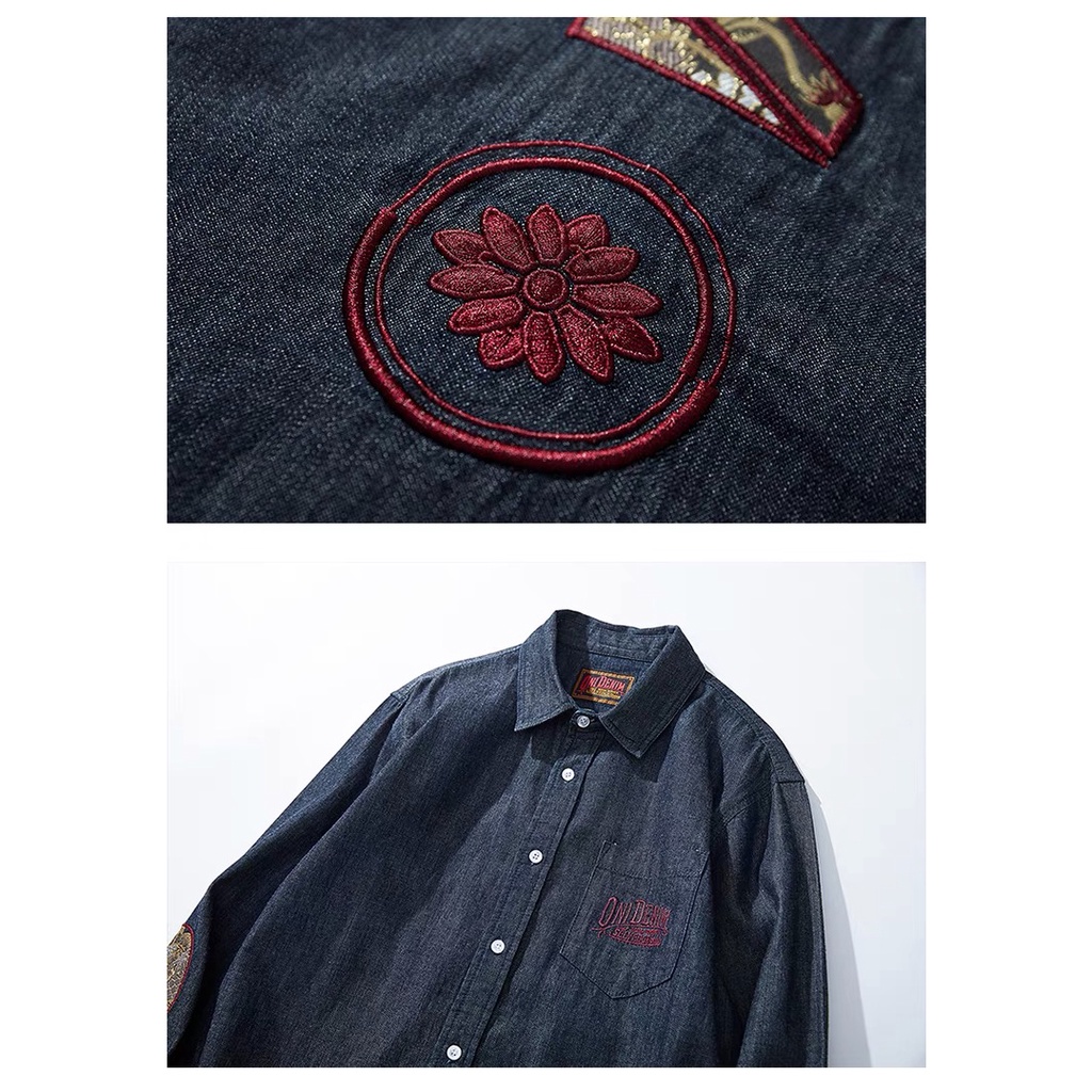 Áo Sơ Mi Denim Thêu Họa Tiết