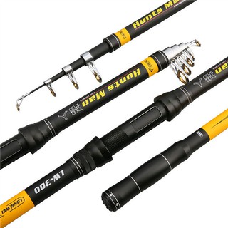 Cần câu máy rút gọn huntman, cần câu cá, cần câu lancer cao cấp dài 2m1-3m6