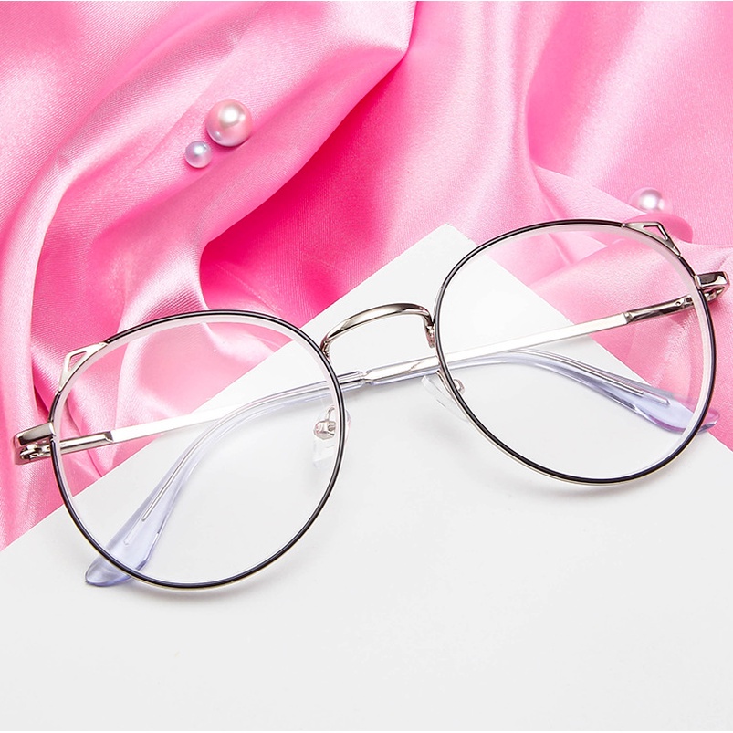 (KIQI-FASHION) COD Mắt Kính Chống Bức Xạ Và Ánh Sáng Xanh Hình Mắt Mèo Dễ Thương Thời Trang Cho Nữ