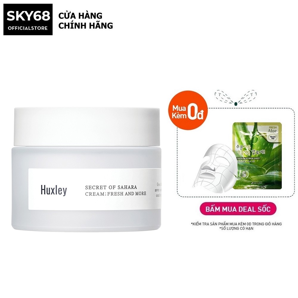 Kem Dưỡng Da Ẩm Mượt, Dưỡng Sáng Da Dạng Gel Chiết Xuất Xương Rồng Huxley Secret Of Sahara Cream; Fresh And More 50ml