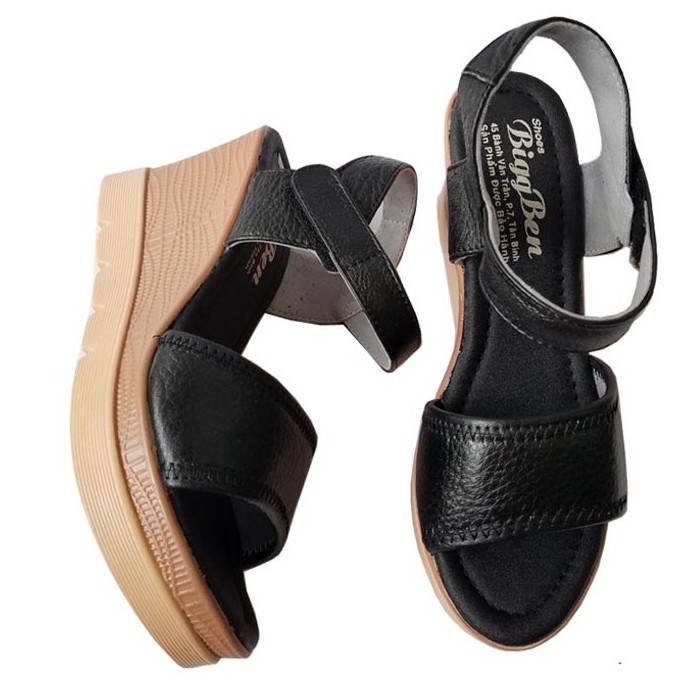 Giày sandal đế xuồng da bò BIGBEN cao 7 phân GĐX27