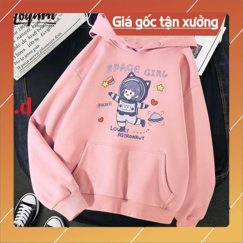 Áo phông Hoodie Cô Gái space chất nỉ form thụng unisex giá Rẻ nhất shopee