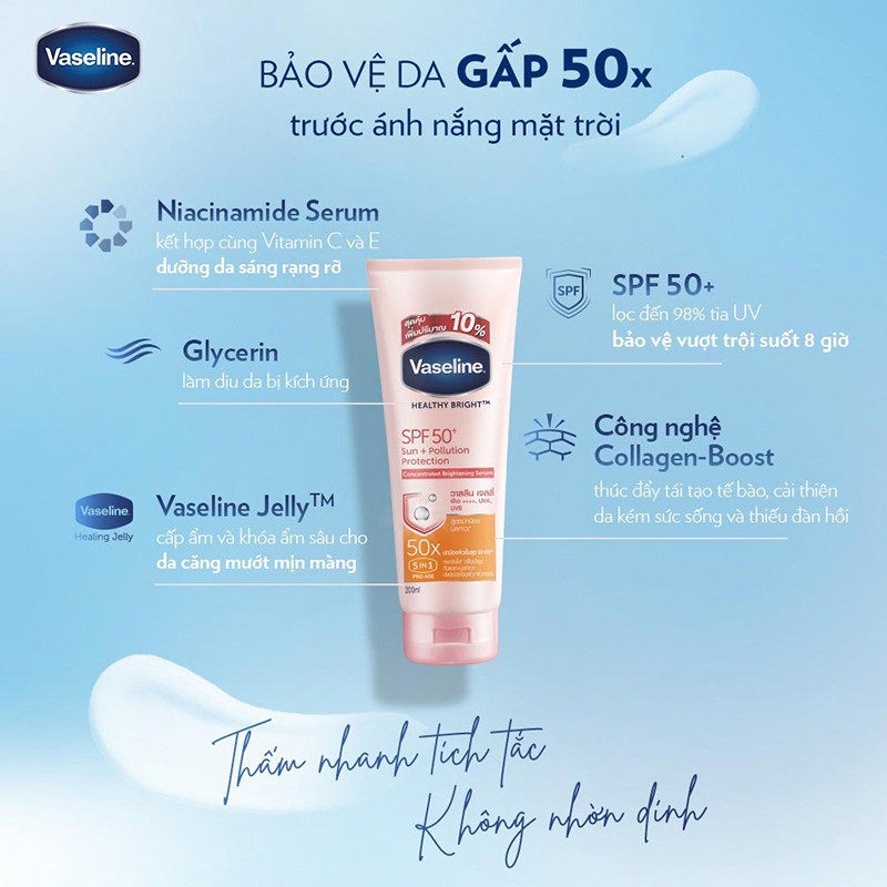 Sữa Dưỡng Thể Vaseline Healthy Bright SPF 50+ 200ml | BigBuy360 - bigbuy360.vn