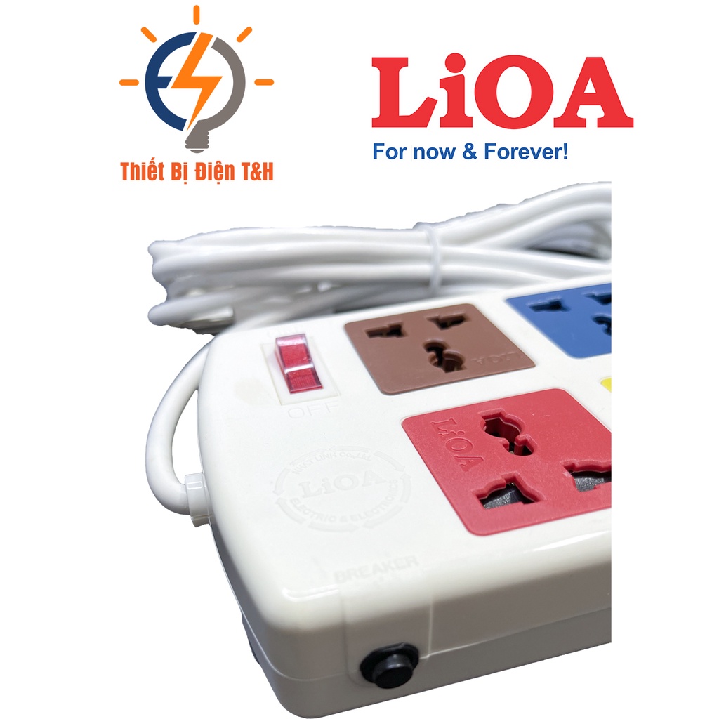 Ổ cắm điện đa năng LIOA, 2200W, 8 ổ cắm, 1 công tắc, dây dài 3M, 5M, 8D32WN - 8D52WN - Thiết Bị Điện T&amp;H