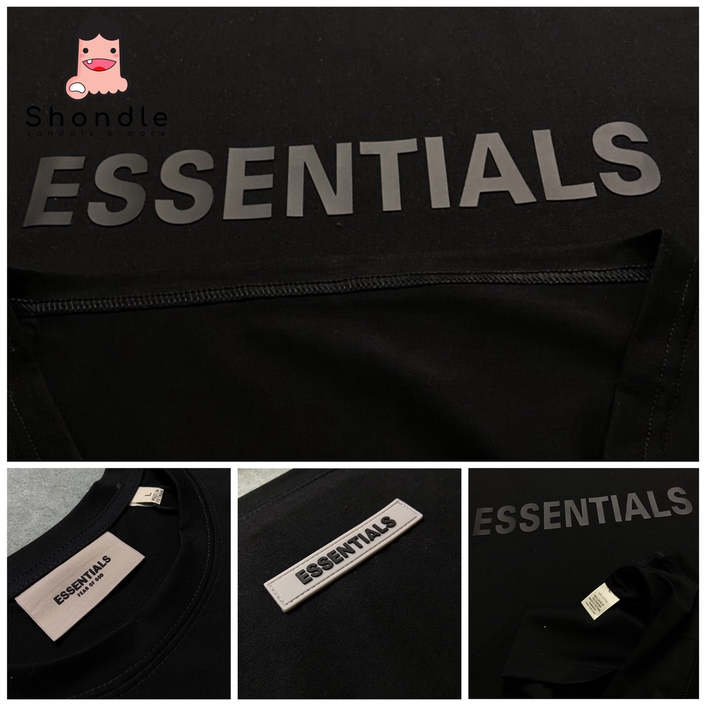 Áo THUN ESSENTIALS COTTON  - Vải Cao Cấp - TE Đen