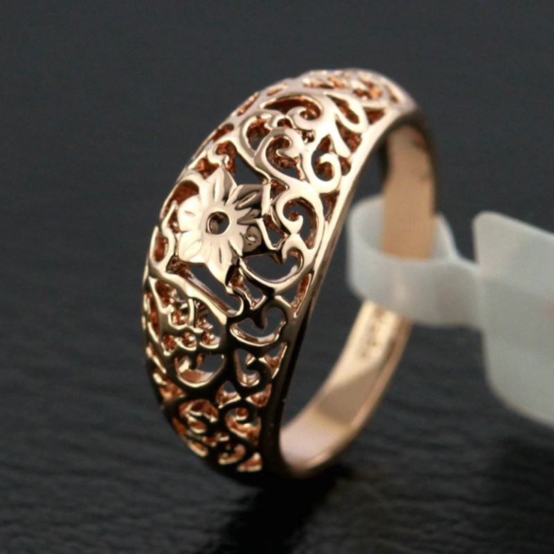 Nhẫn nữ trang họa tiết hoa mạ bạc 925 vàng hồng 18k R1118