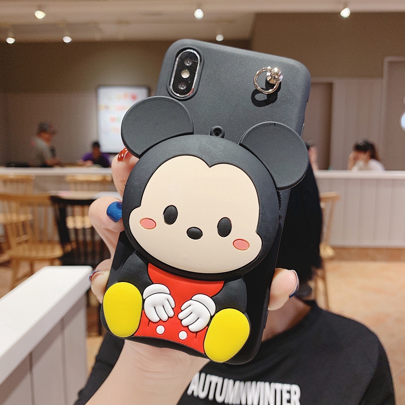 Dây kéo Ví hoạt hình minnie mickey mềm OPPO A3S A5S F5 F7 F9 F11 PRO A37 A71 A39 F1 F1S REALME 3 RENO Vỏ điện thoại