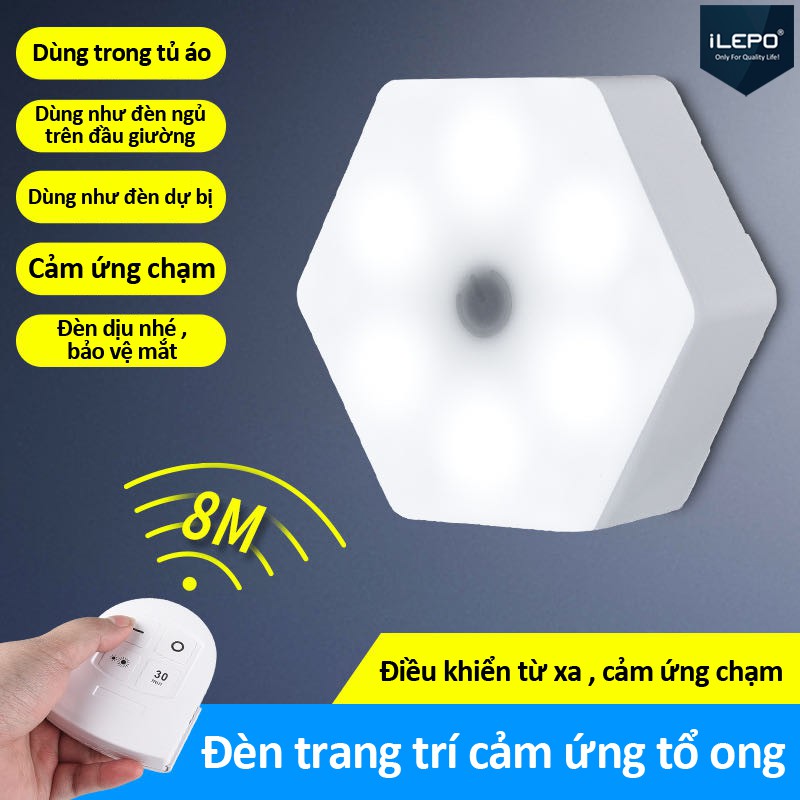 Đèn LED cảm ứng lượng tử hình tổ ong làm từ ABS, có remote điều khiển từ xa bảo hành 12 tháng LED SY123