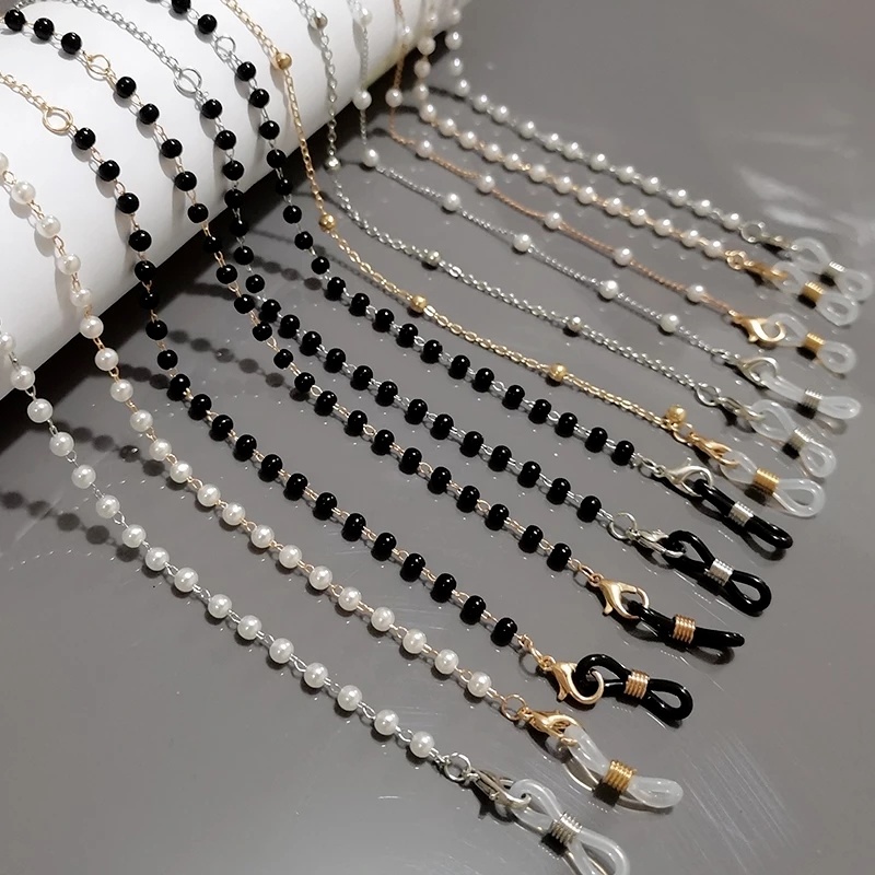 Dây Đeo Mắt Kính Đính Hạt Ngọc Trai Acrylic Thời Trang Cho Nữ