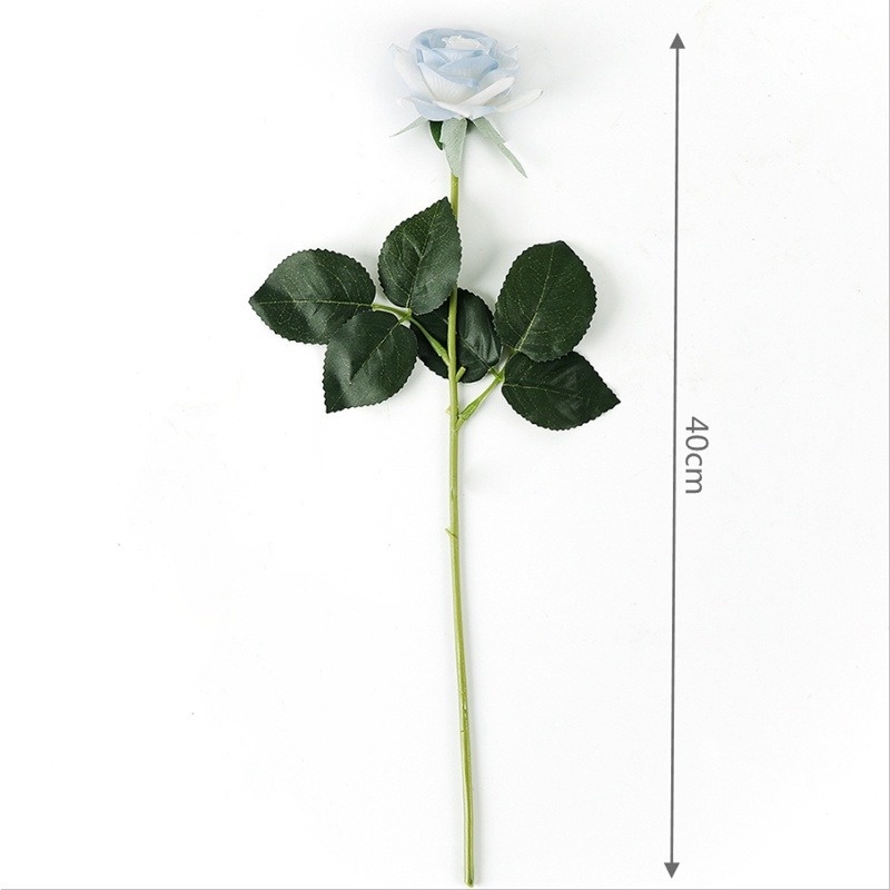 1 Một Hoa Hồng Giả Màu Xanh Dương Băng Lụa Trang Trí Nội Thất Đa Ứng Dụng