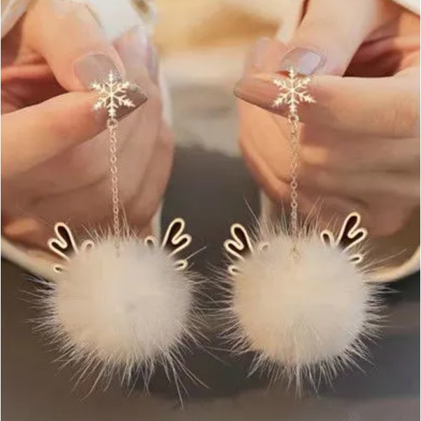 Khuyên tai bạc không xỏ lỗ hình bông tuyết/ông già noel/ tuần lộc thời trang thu đông cho nữ