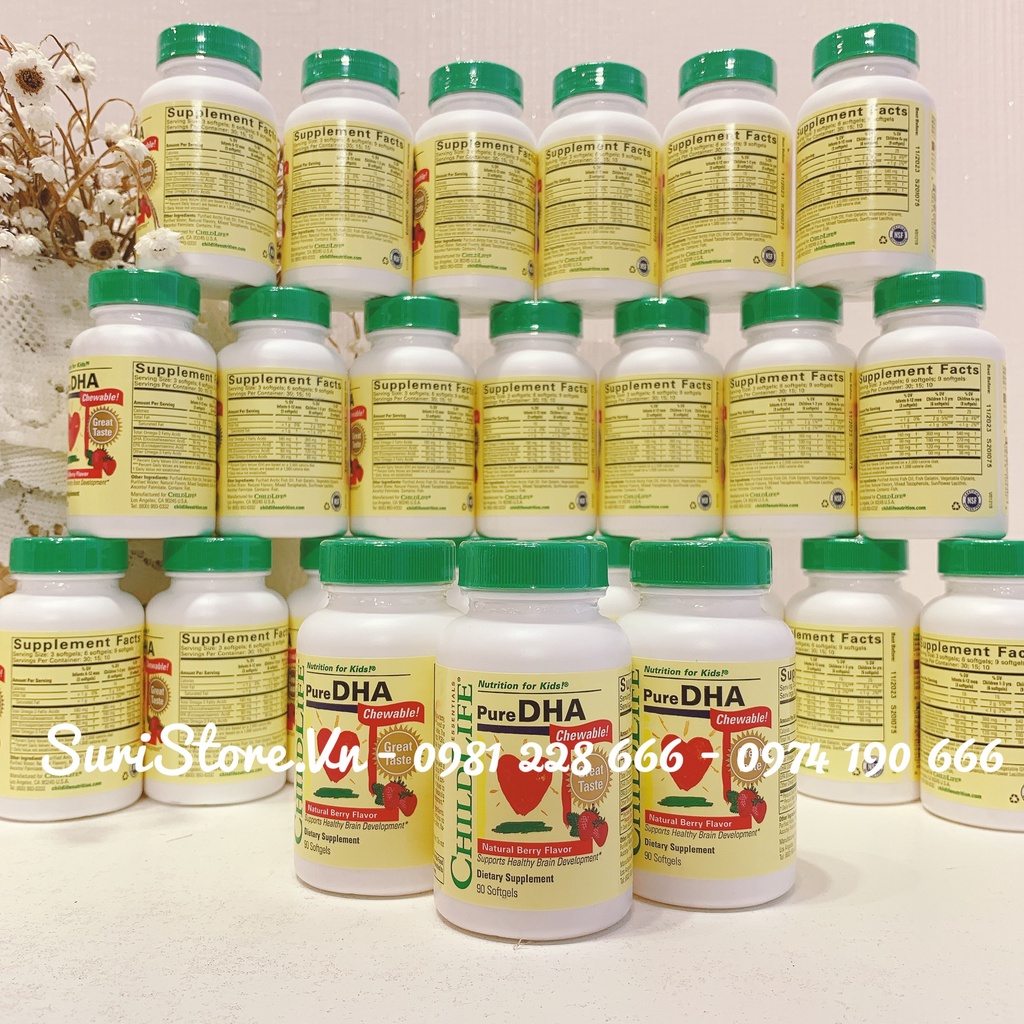 Viên Uống Bổ Sung Pure DHA ChildLife Cho Bé, Phát Triển Trí Não, Tăng Cường Sức Khoẻ Hộp 90 Viên