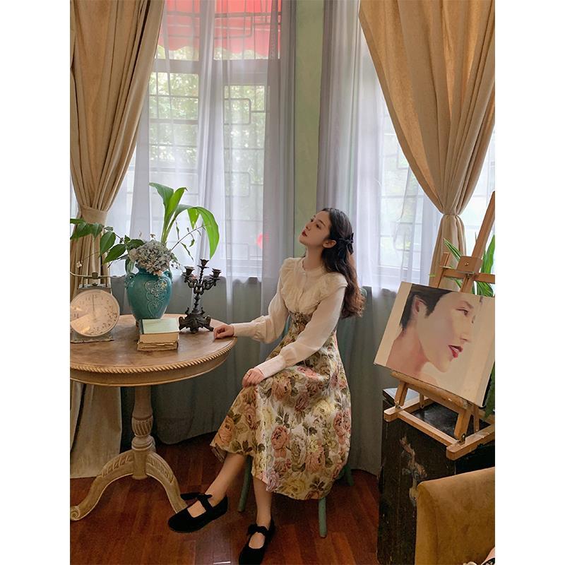 Retro flowers Đầm Yếm In Hoa Thời Trang Mùa Thu Dành Cho Nữ | BigBuy360 - bigbuy360.vn