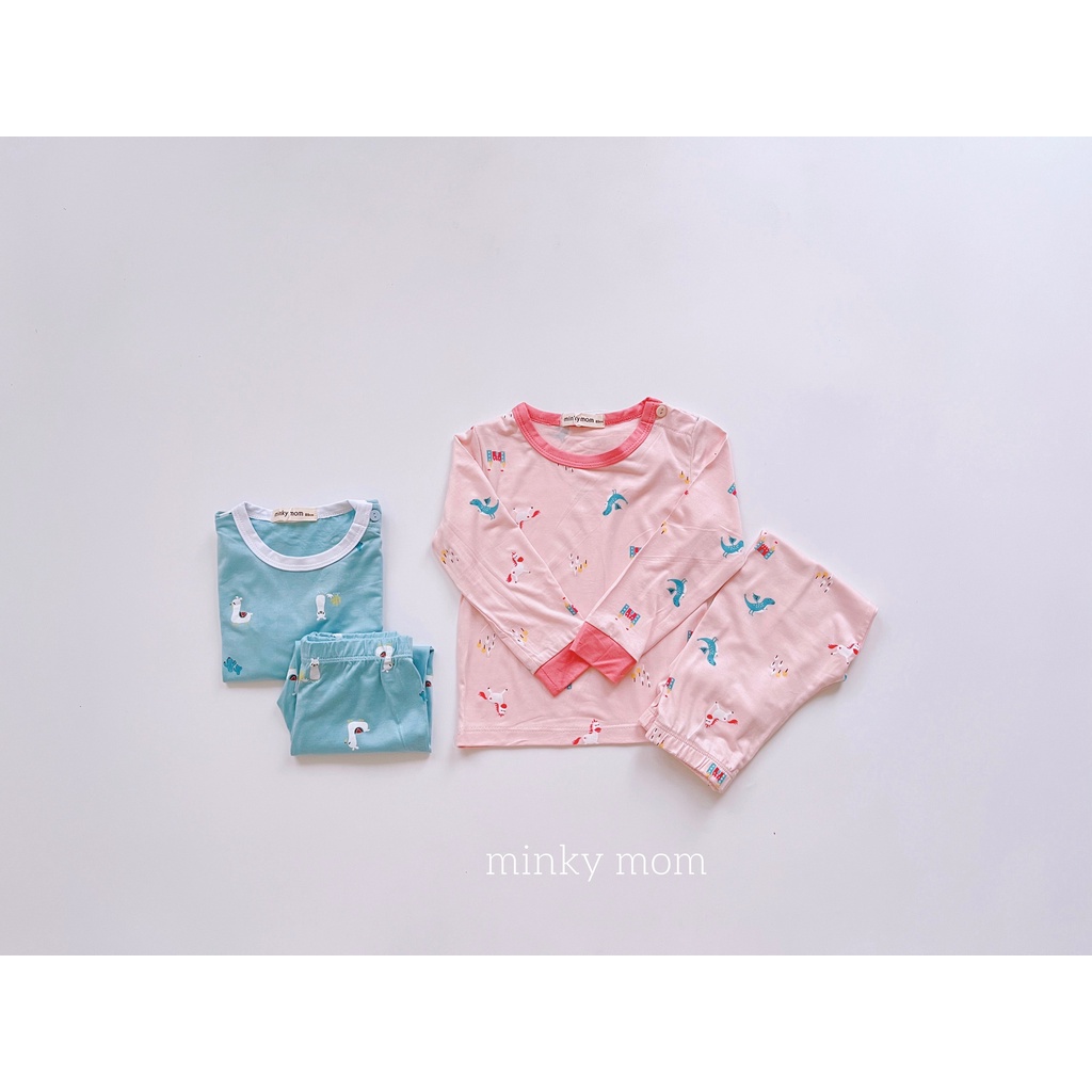 (8-30kg)Bộ dài thun lạnh Minky mom pastel phối họa tiết siêu cute(ảnh thật)