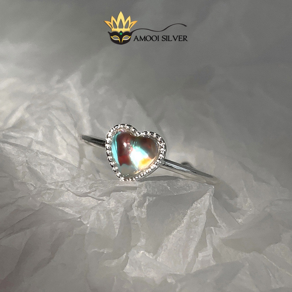 Nhẫn bạc S925 freesize hình oval trái tim - Amooi Silver AN98