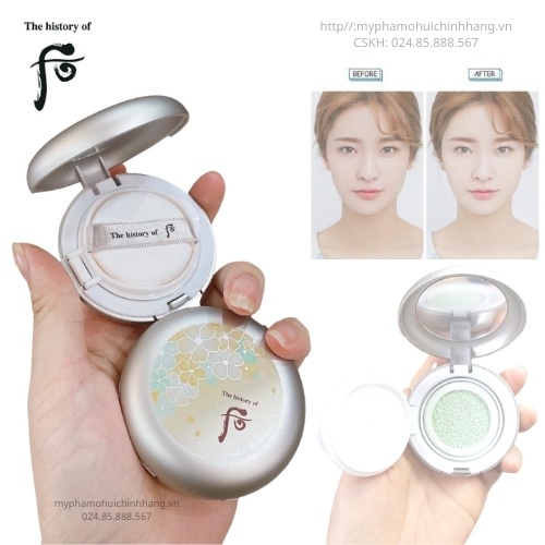 Kem Lót dạng cushion Whoo Mi Essential Primer Base mini 8ml che khuyết điểm, hiệu chỉnh nâng tone da