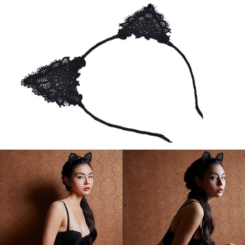 Cài tóc tai mèo phối ren dễ thương gợi cảm cho nữ