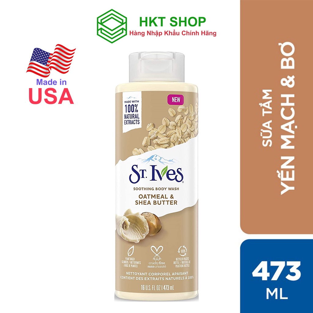 Sữa tắm dưỡng da St.Ives Yến mạch và Bơ 473ml - HKT Shop