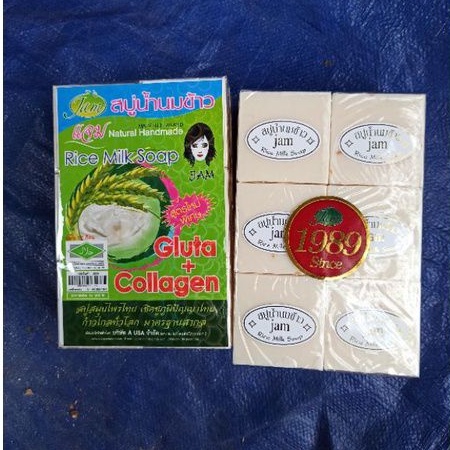 Xà Phòng Cám Gạo Thái Lan Xà Phòng Trắng Da Jam Rice Milk Soap Bánh Vuông 65gr và Bánh 100g