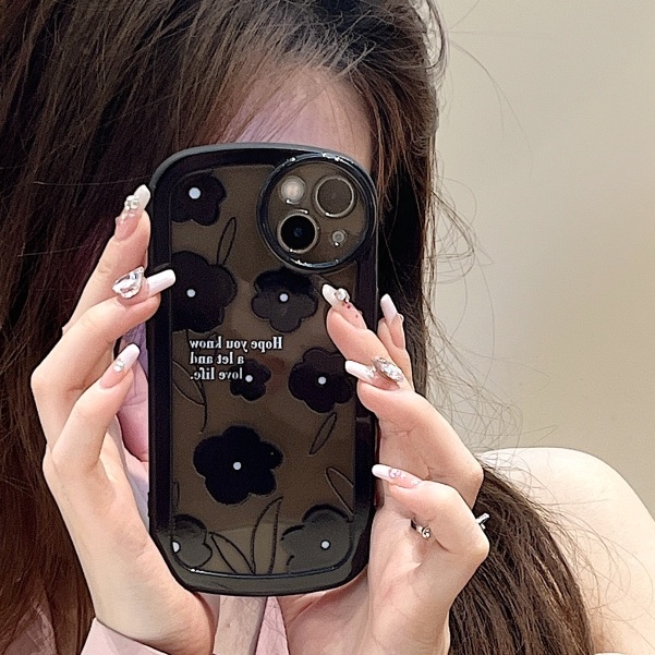 Ốp lưng iphone in họa tiết hoa đen cho Iphone 7 8 Plus SE X XS XS Max 11 12 13 14 15 Pro Max Plus