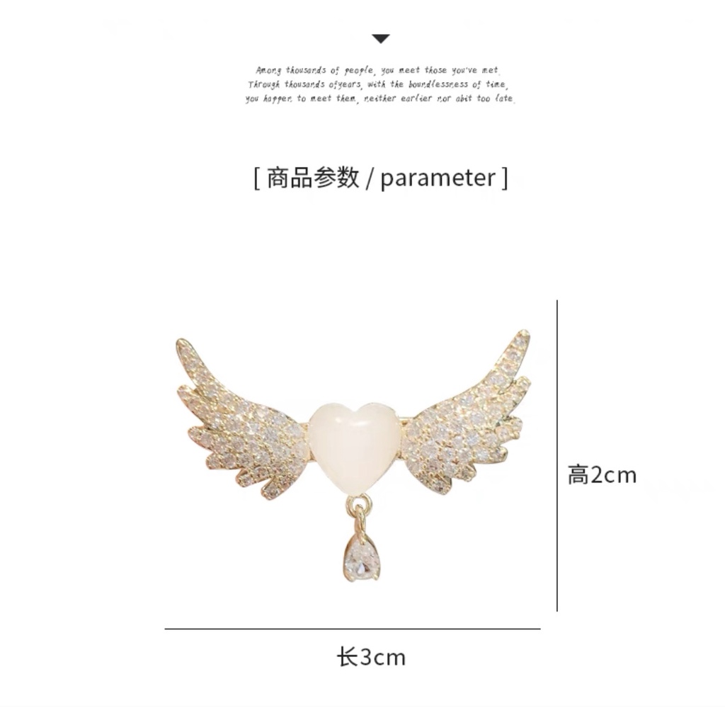 Trâm Cài Áo Hình Đôi Cánh Thiên Thần Đính Đá Thời Trang Dành Cho Nữ ghim bấm giấy súng bắn ghim go