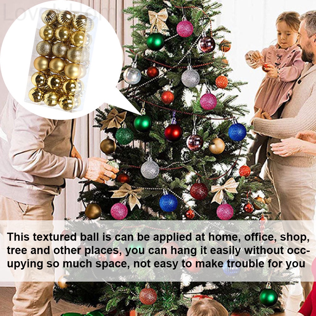 Set 36 quả châu nhiều màu sắc tùy chọn dành cho trang trí cây thông noel dịp Giáng Sinh
