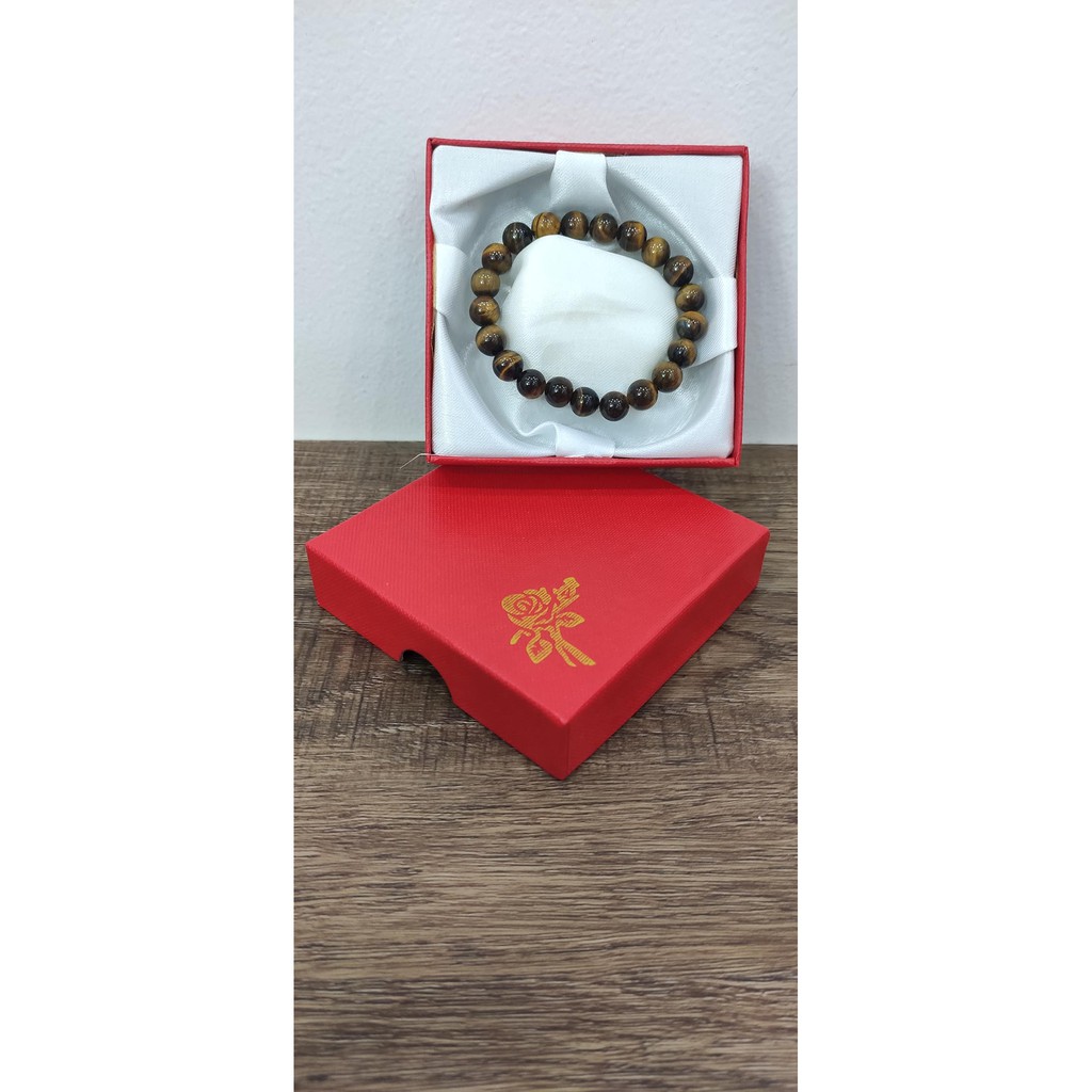 Vòng tay chuỗi đá nhan tạo mắt cọp vàng 8 ly