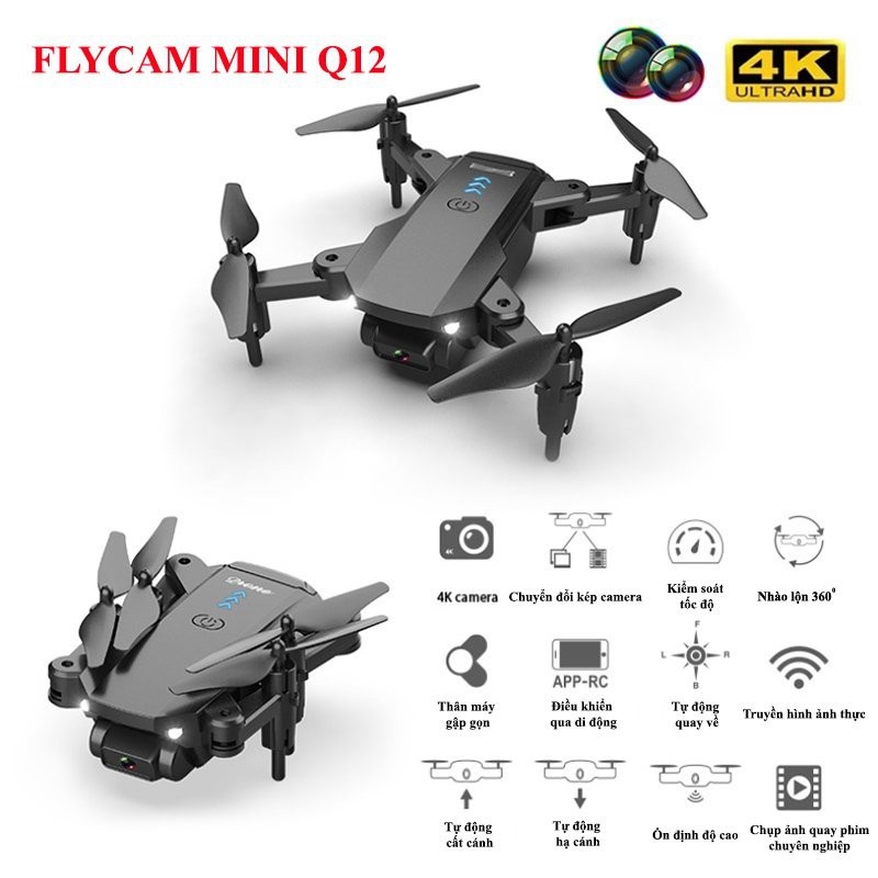 ⚡️Q12 Thỏa Sức Bay Lượn⚡️ Máy bay camera 4k flycam mini giá rẻ  flycam drone Q12 điều khiển từ xa quay phim, chụp ảnh