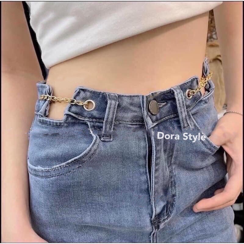 Quần Jean đứng cạp cao cách điệu phong cách Hàn Quốc Q8000 Dora Style