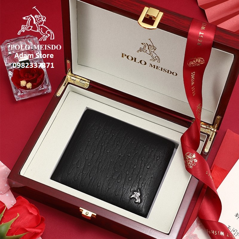Ví Da Bò Nam Cao Cấp Hàng Hiệu POLO MEISDO (Da Thật 100%) Full Hộp Phù Hợp Làm Quà Biếu Tặng Sinh Nhật BH 2 Năm PL39