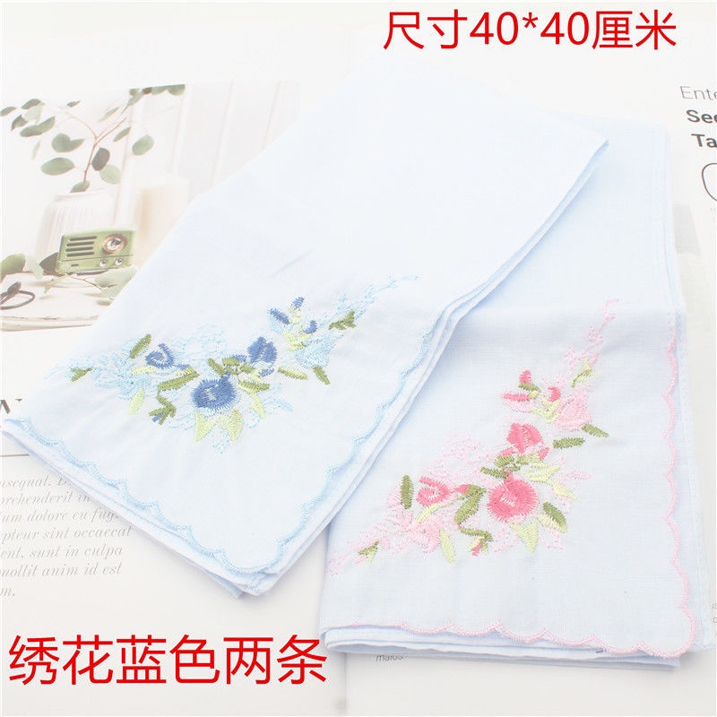 Khăn Tay Cotton Mỏng Mềm Mại Hình Vuông Nhỏ Thêu Họa Tiết Cổ Điển