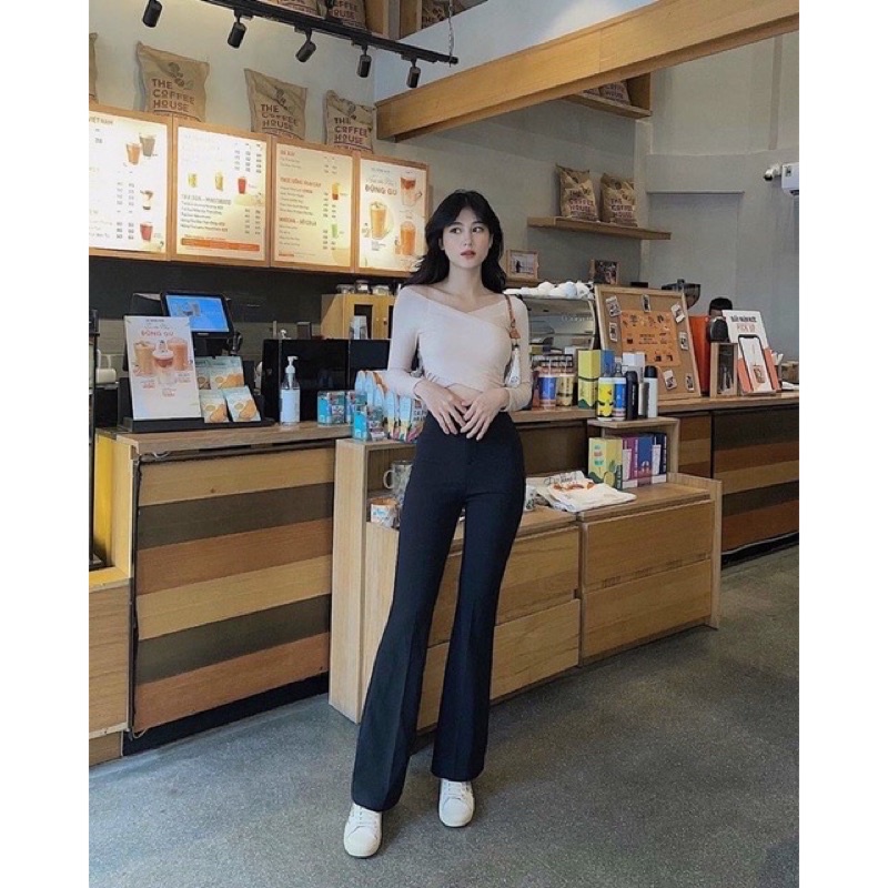 Áo Croptop Tay Dài Đắp Chéo Trễ Vai Ôm, thun borip xịn ạ ☺️☺️☺️Ng