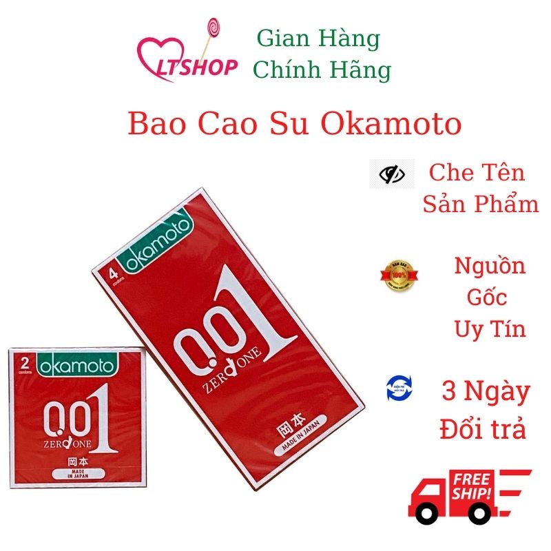 Bao Cao Su  Okamoto 0.01mm siêu siêu mỏng nhất thế giới  ( hộp 2 cái và hộp 4 cái)