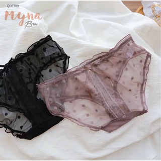 Quần lưới chấm bi đính nơ dễ thương ren mềm mịn co dãn QL0389