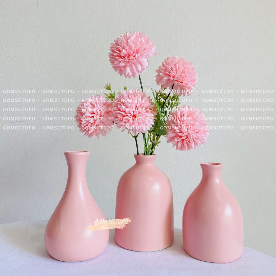 Bộ 3 Lọ hoa gốm mini decor Gốm Sứ TUPO, bình hoa trang trí để bàn  gomsutupo Bát Tràng