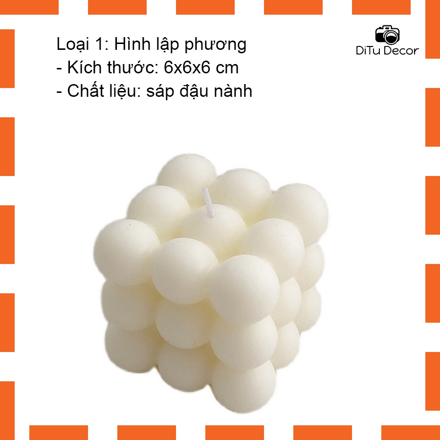 Nến thơm phòng hình rubik, hình trụ - decor chụp hình, trang trí chụp ảnh - DiTu Decor