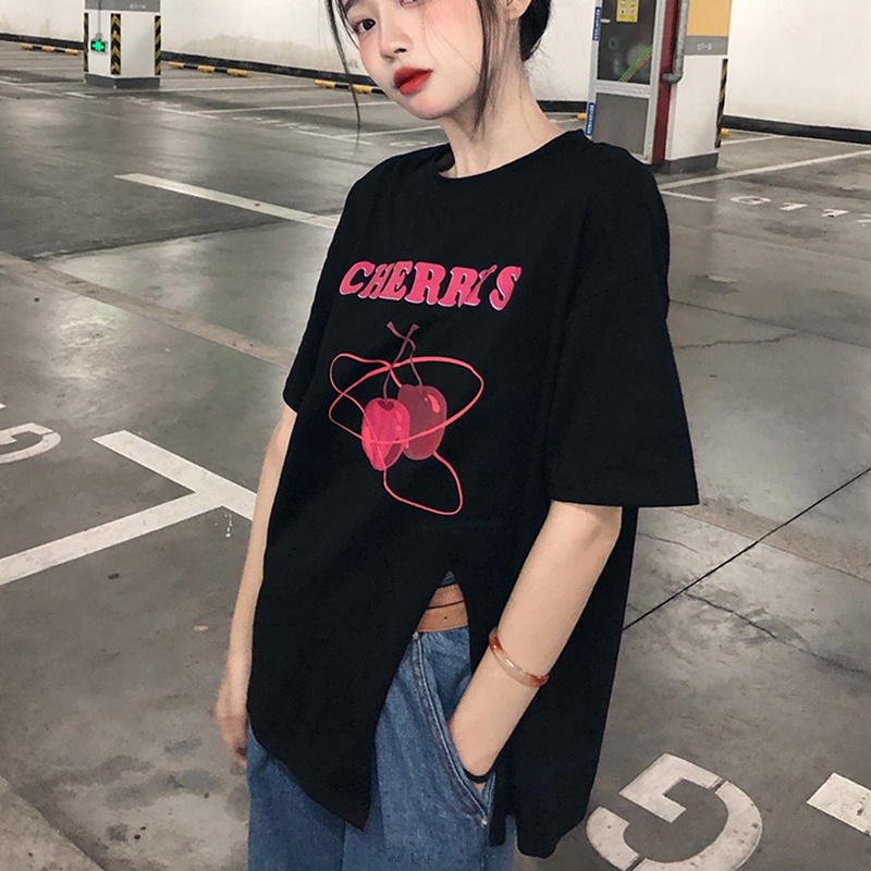 Áo thun  IELGY ngắn tay dáng rộng in chữ phong cách Hàn Quốc thời trang