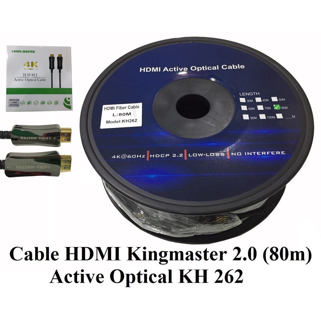 Cáp HDMI Kingmaster KM 2.0 Active Optical 70m KH 261, 80m KH 262, 90m KH 263 cáp hdmi sợi quang học