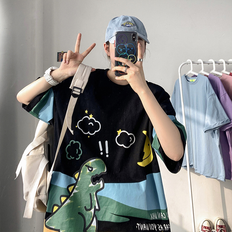 Áo Thun Tay Ngắn In Hình Khủng Long Thời Trang 2021 Cho Nam