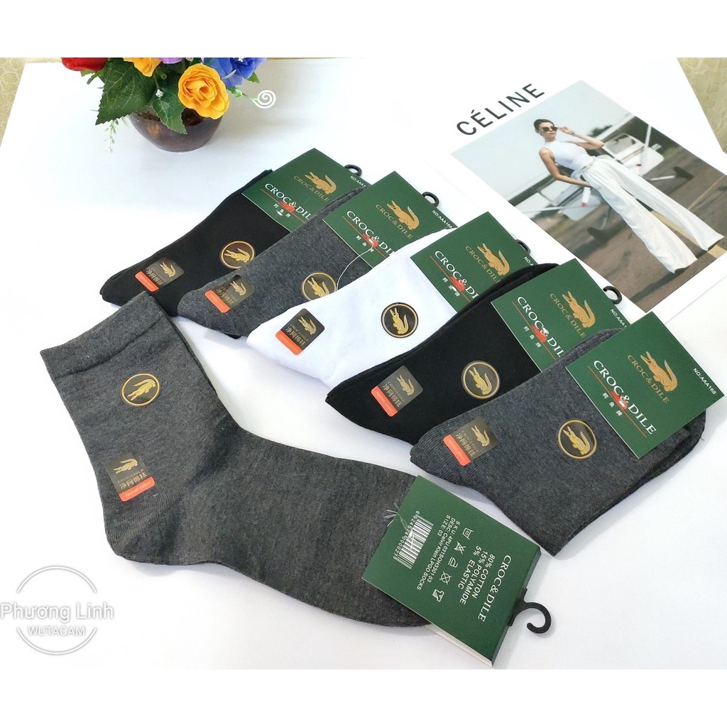 Tất nam cổ cao thể thao thời trang cao cấp, cotton chống mùi hôi thoáng mát giao màu ngầu nhiên