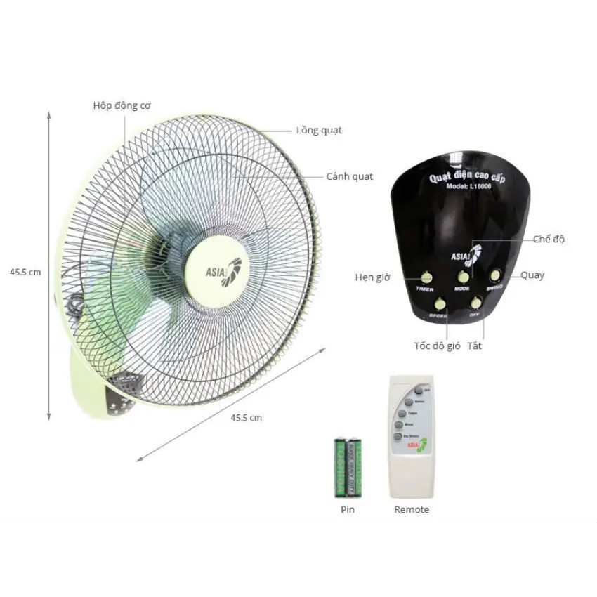 Quạt treo Remote ASIA L16019 55w - Remote