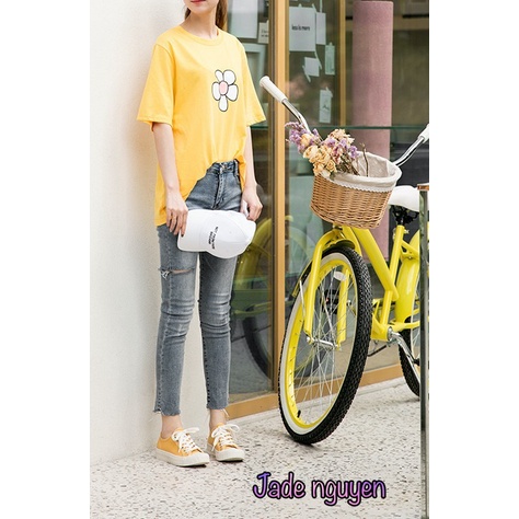 Giày bánh quy nữ vải canvas, giày bata nữ đi chơi - cổ thấp 5 màu