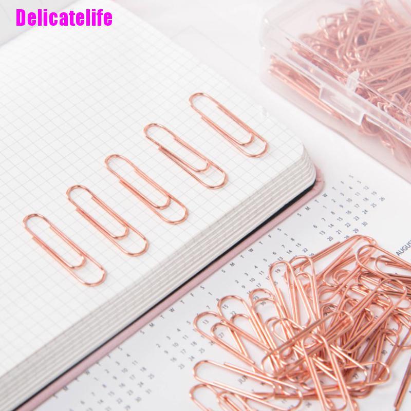 Hộp 120 kẹp giấy bằng kim loại màu vàng hồng sáng tạo