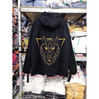 [SALE OFF] ÁO KHOÁC GIÓ NAM NỮ KAKI HADES UNISEX, LƯNG IN DÙ SÓI VÀNG, ÁO FORM RỘNG BAO ĐẸP Y HÌNH 100%