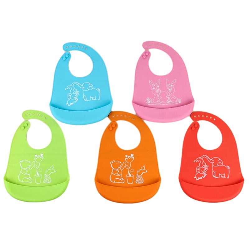 Yếm Ăn Cotton Chống Thấm Nước Họa Tiết Hoạt Hình Cho Bé