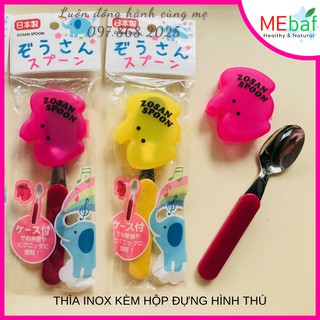 Thìa Inox Cho Bé Ăn Dặm Kèm Hộp Đựng Hình Thú Nội Địa Nhật