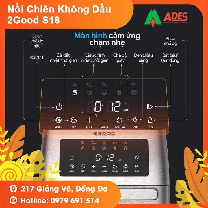 Nồi Chiên Không Dầu 2Good Vortex S18 - Bảo hành Chính hãng 12 tháng