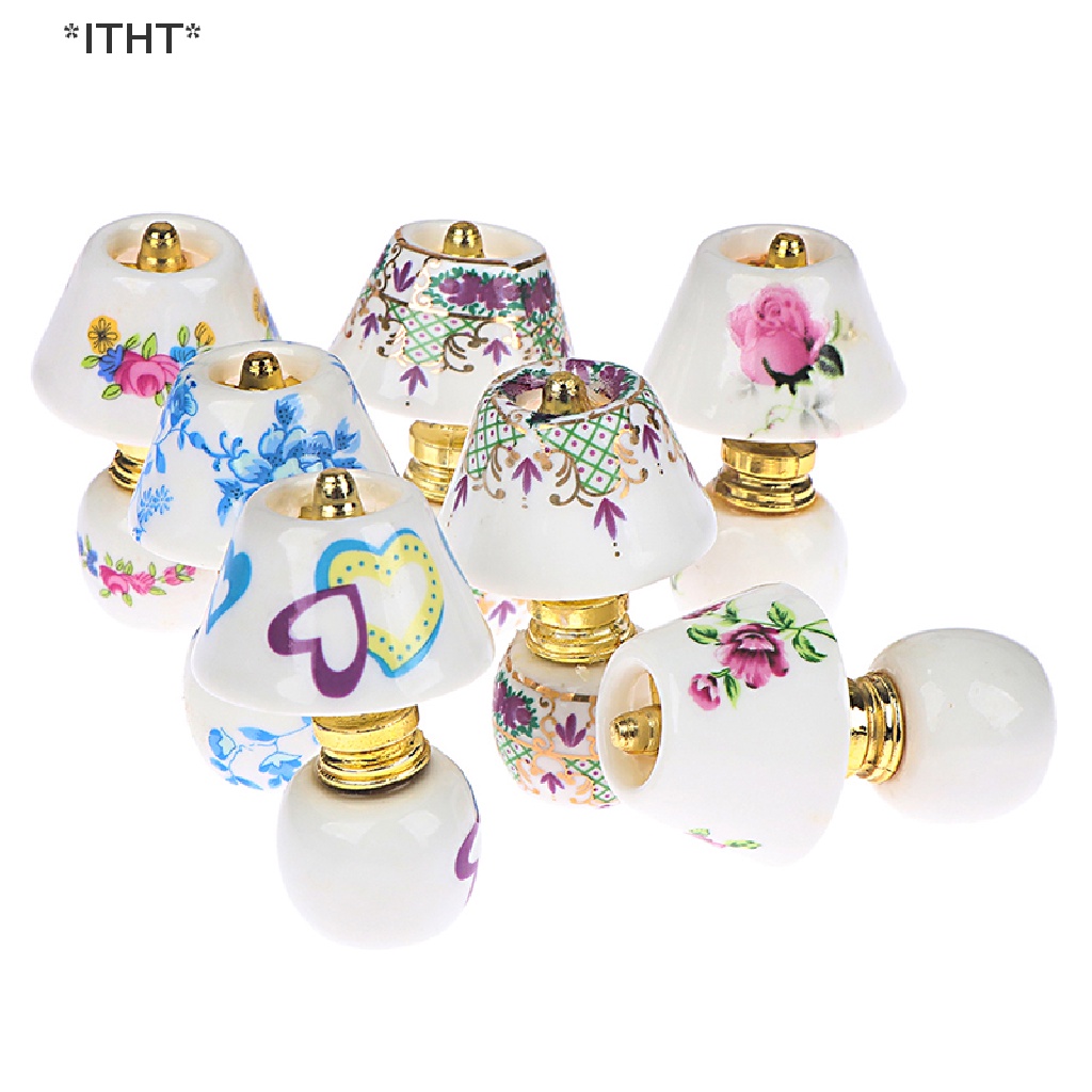 Đèn Để Bàn Mini Bằng Gốm Tỉ Lệ 1: 12 Dùng Trang Trí Nhà Búp Bê